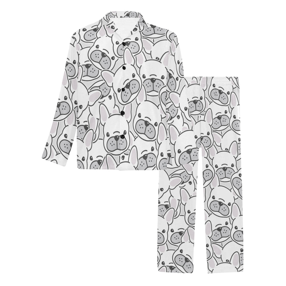 Cute french bulldog head pattern Men's Long Pajama Set