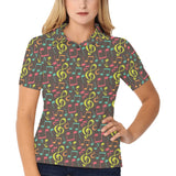Music Notes Pattern Print Design 05 Women's All Over Print Polo Shirt