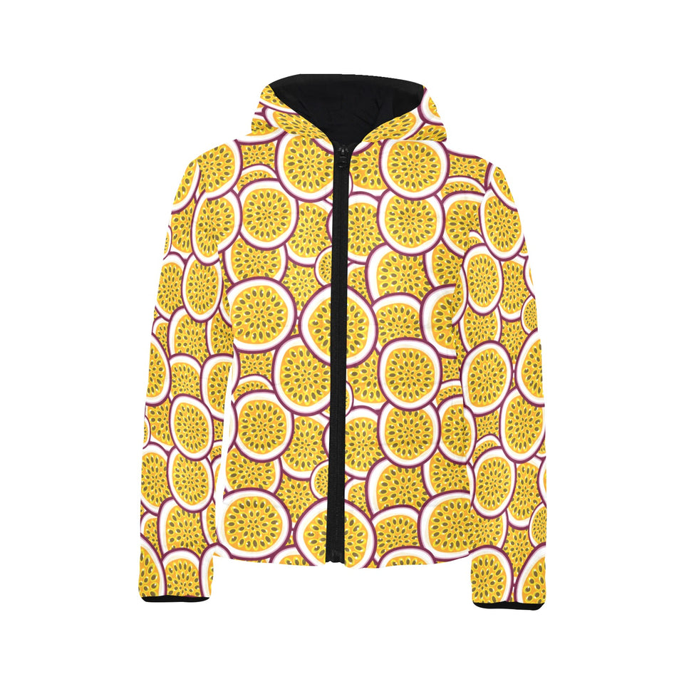 Passion fruits slice pattern Kids' Boys' Girls' Padded Hooded Jacket