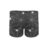 Spider web design pattern Black background white c Men's Swimming Trunks