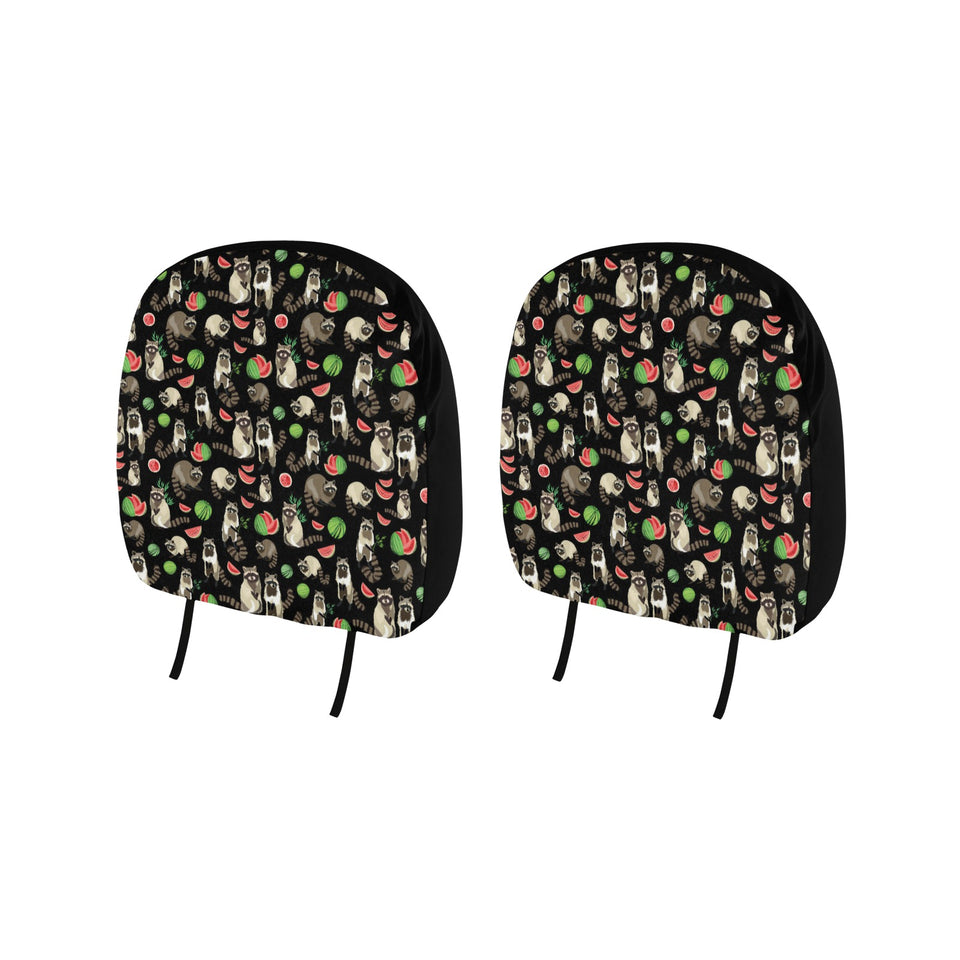 Raccoon watermelon pattern Car Headrest Cover