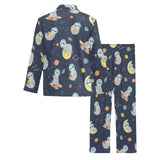 Cute sloth astronaut star planet rocket pattern Men's Long Pajama Set
