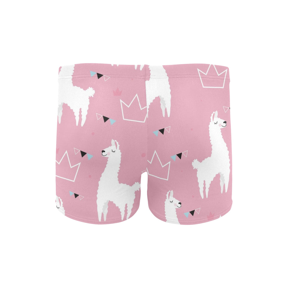 Llama Alpaca pink background Men's Swimming Trunks