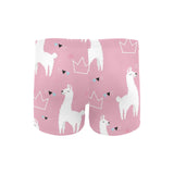 Llama Alpaca pink background Men's Swimming Trunks