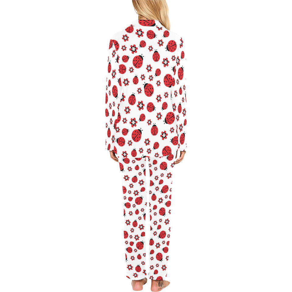 Ladybug Pattern Print Design 04 Women's Long Pajama Set