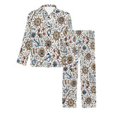 Cute nautical steering wheel anchor pattern Men's Long Pajama Set
