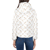 Jack Russel Pattern Print Design 05 Women's Padded Hooded Jacket