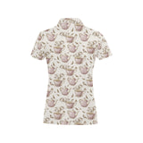 Tea pots Pattern Print Design 03 Women's All Over Print Polo Shirt