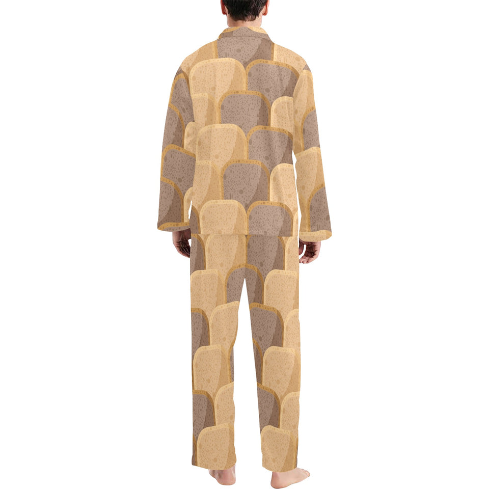 Bread Toast Pattern Print Design 04 Men's Long Pajama Set