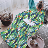 Colorful parrot exotic flower leaves Blanket Robe with Sleeves