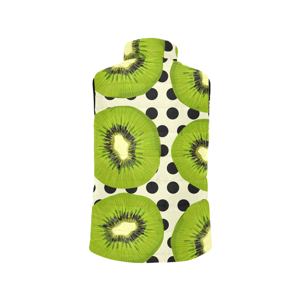 kiwi black dot background Men's Padded Vest