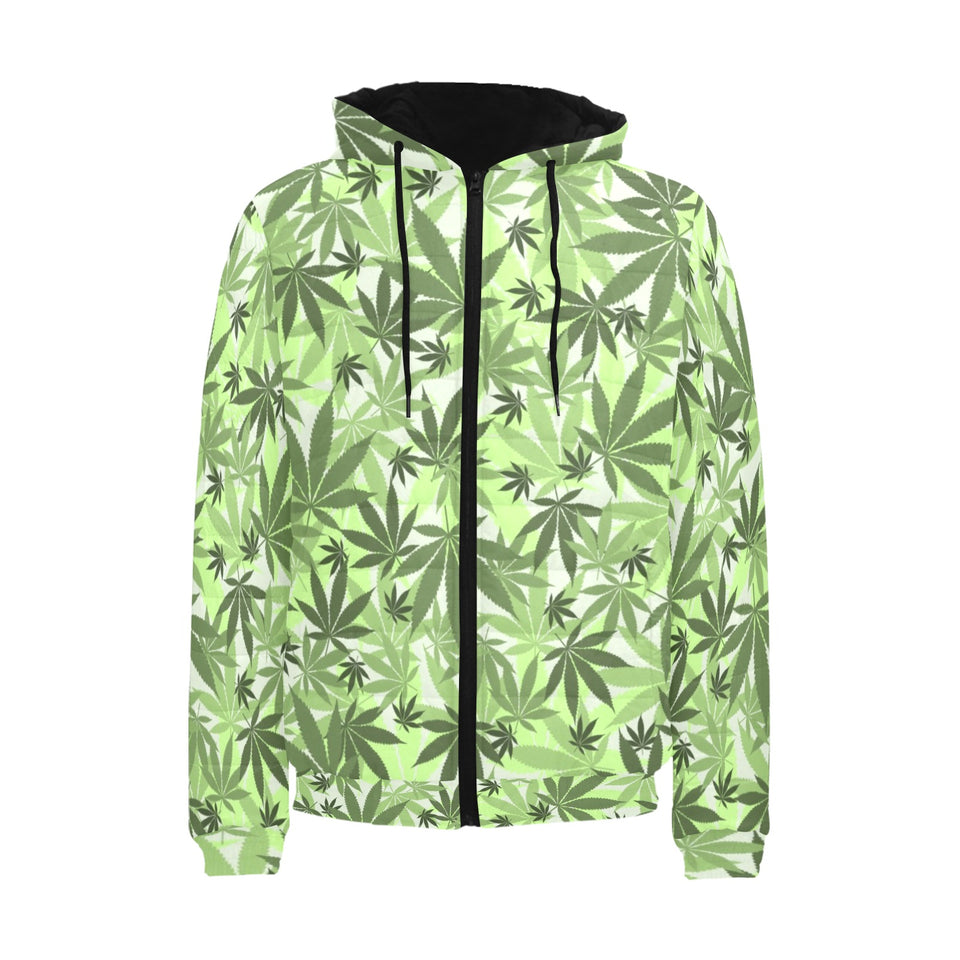 Canabis Marijuana Weed Pattern Print Design 01 Men's Padded Hooded Jacket