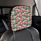 Beautiful flamingo tropical palm leaves hibiscus p Car Headrest Cover