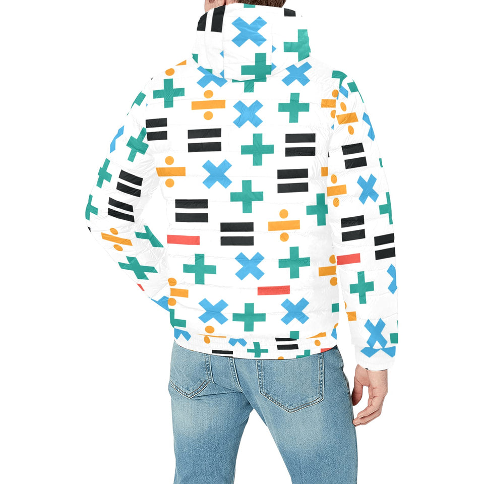 Math Pattern Print Design 05 Men's Padded Hooded Jacket