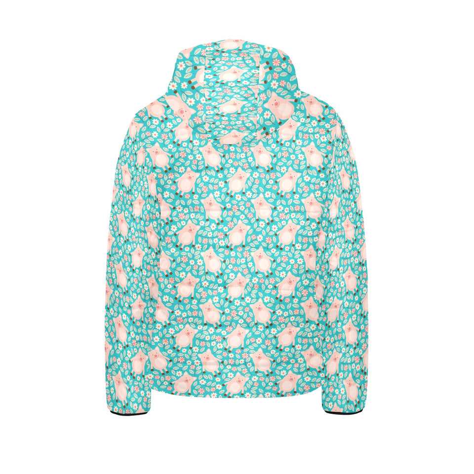 Pig Pattern Print Design 01 Kids' Boys' Girls' Padded Hooded Jacket