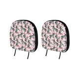 Zebra pink flower background Car Headrest Cover