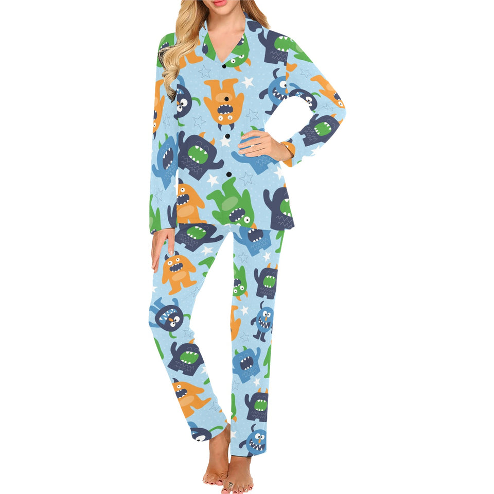 Alien Pattern Print Design 04 Women's Long Pajama Set