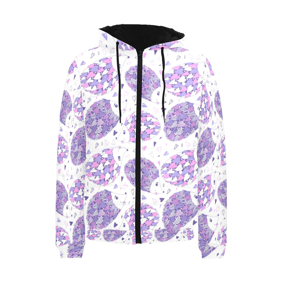 Hedgehog Pattern Print Design 05 Men's Padded Hooded Jacket