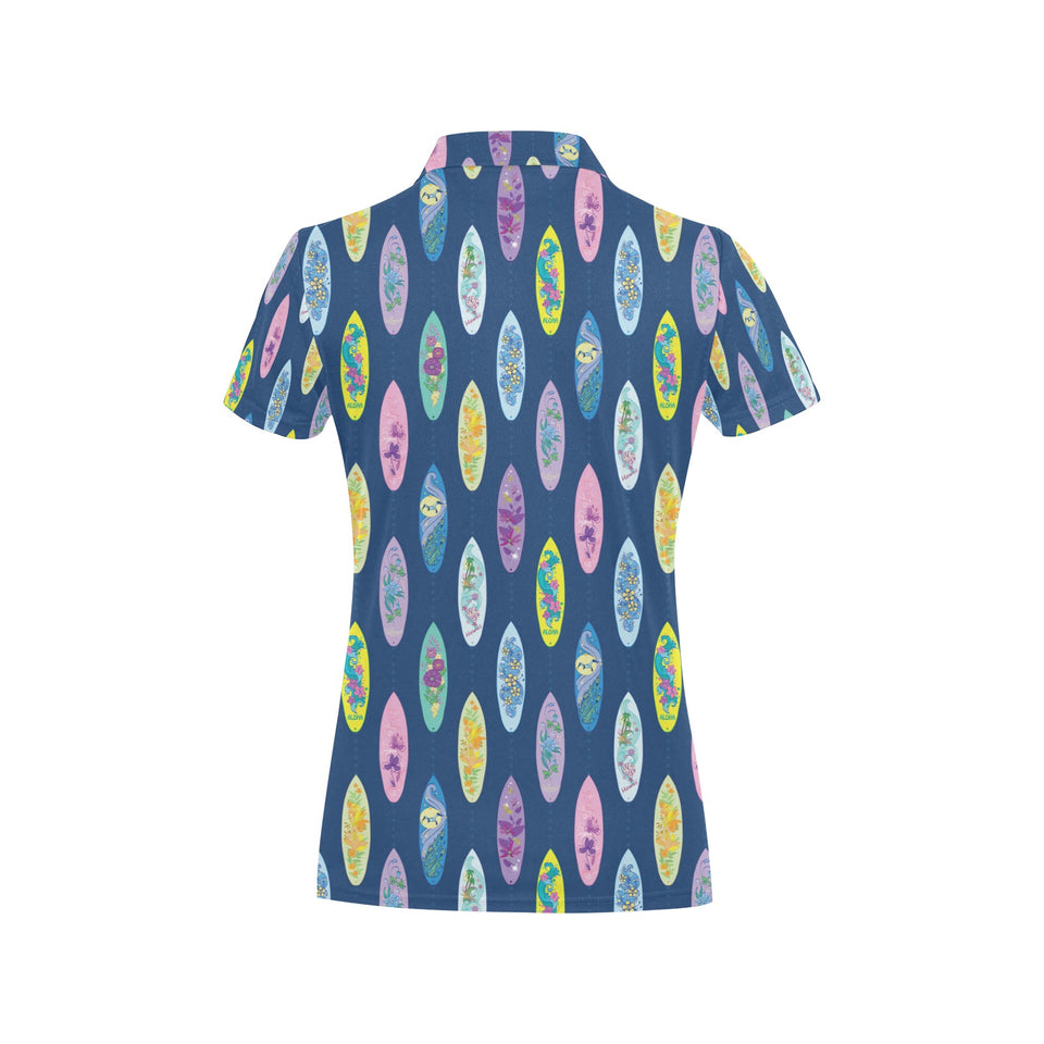 Surfboard Pattern Print Design 03 Women's All Over Print Polo Shirt