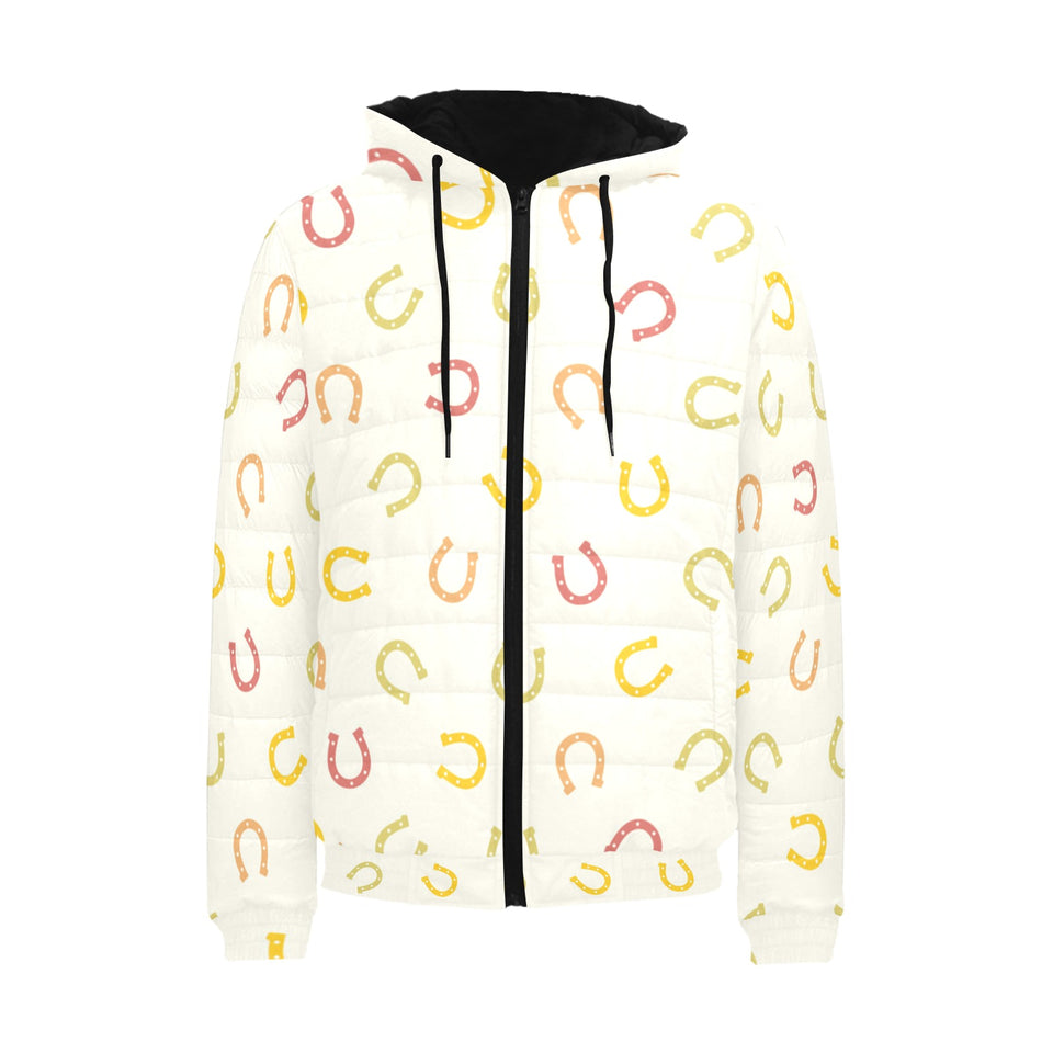 Horseshoes Pattern Print Design 02 Men's Padded Hooded Jacket