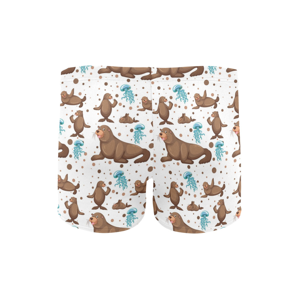 sea lion Seals jellyfish pattern Men's Swimming Trunks