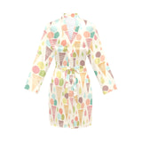 Ice cream cone pattern Women's Long Sleeve Belted Night Robe