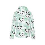 Panda pattern tropical leaves background Women's Padded Hooded Jacket