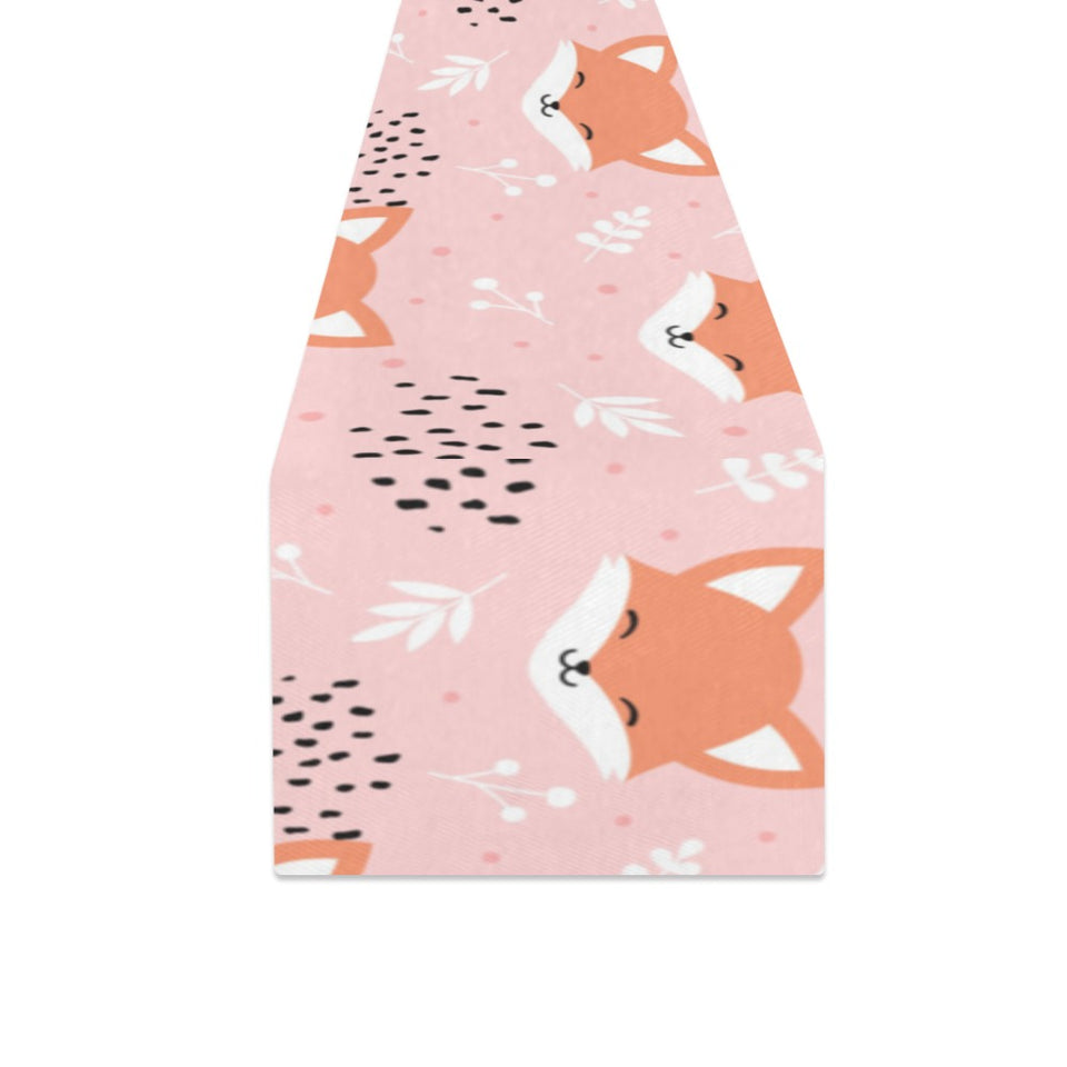 Cute fox pattern pink background Table Runner