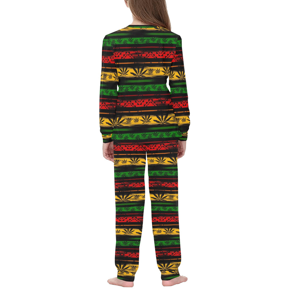 Canabis Marijuana Weed Pattern Print Design 04 Kids' Boys' Girls' All Over Print Pajama Set