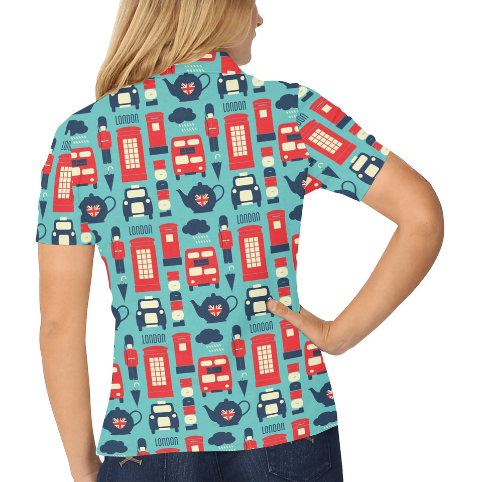 British Pattern Print Design 04 Women's All Over Print Polo Shirt