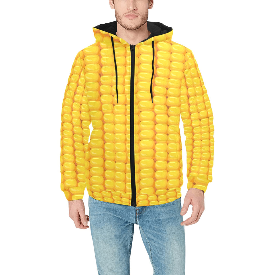Corn Pattern Print Design 04 Men's Padded Hooded Jacket