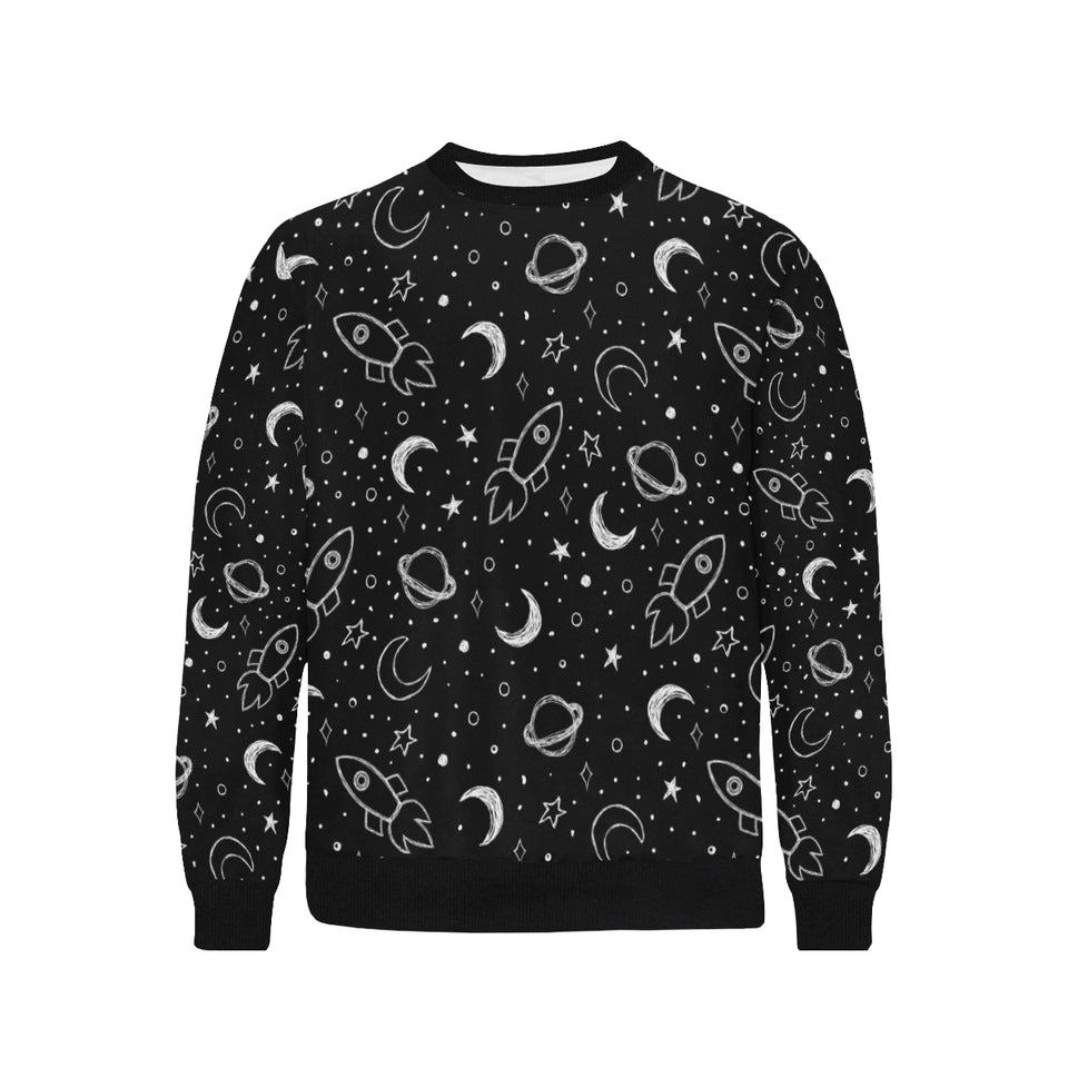 Hand drawn space rocket star planet Men's Crew Neck Sweatshirt