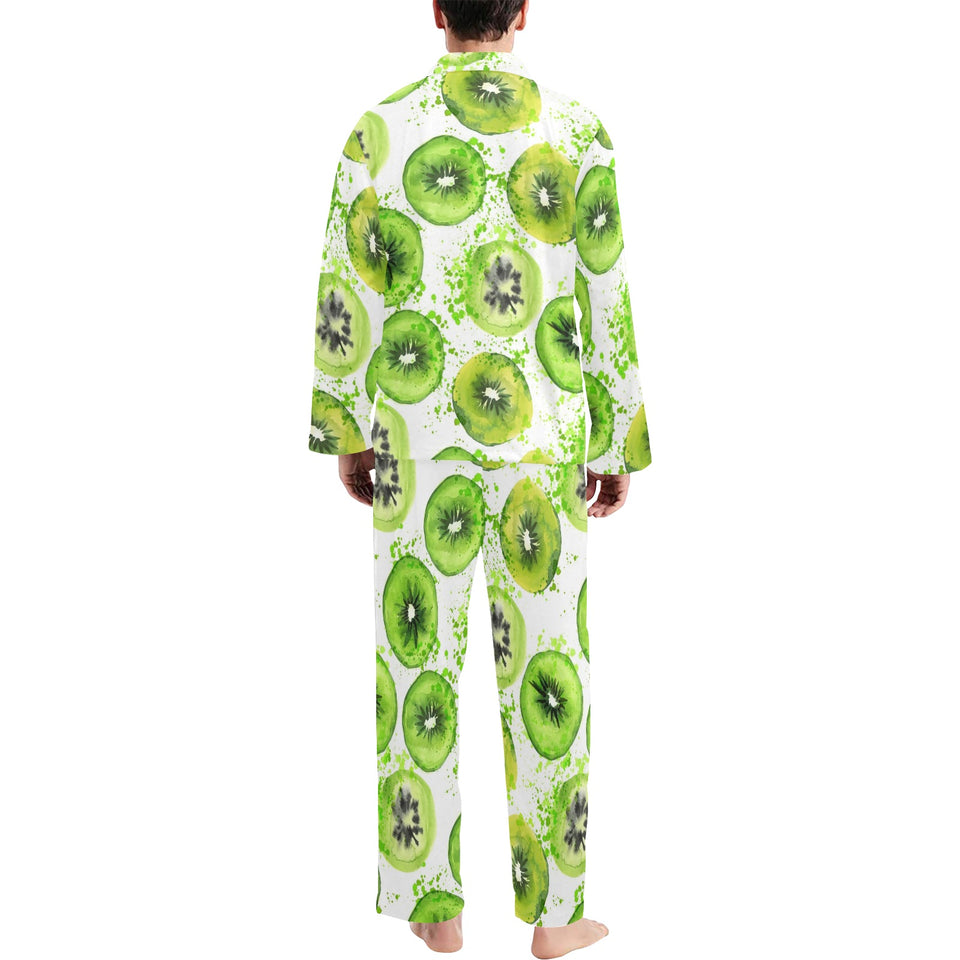 Watercolor kiwi pattern Men's Long Pajama Set