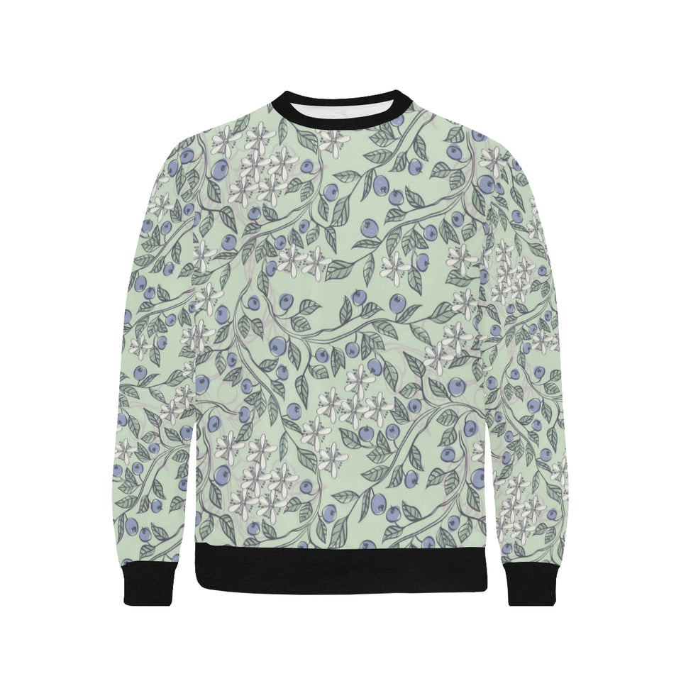 hand drawn blueberry pattern Men's Crew Neck Sweatshirt