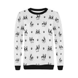 Cute french bulldog paw pattern Women's Crew Neck Sweatshirt
