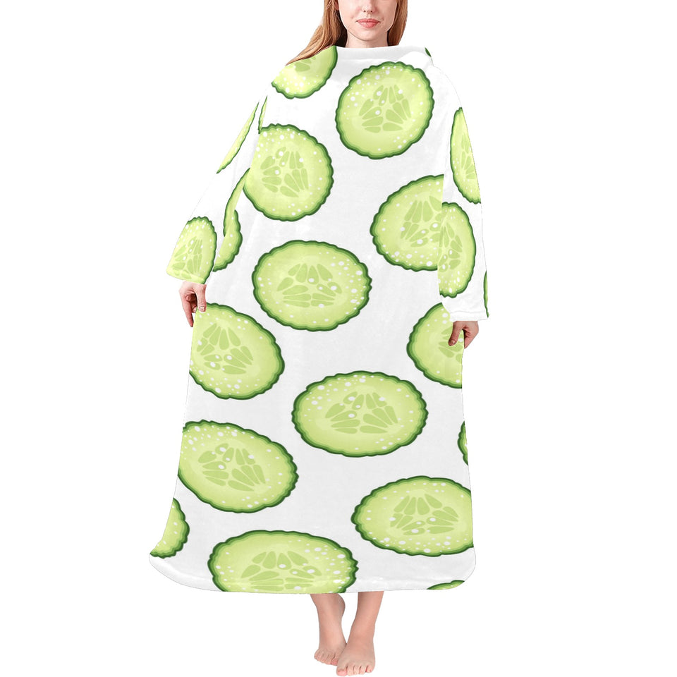Cucumber slices pattern Blanket Robe with Sleeves
