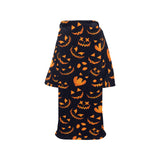 Halloween pattern Pumpkin background Blanket Robe with Sleeves