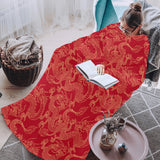 Gold dragons red background Blanket Robe with Sleeves