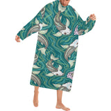 Koi Fish Carp Fish lotus pattern Blanket Robe with Sleeves