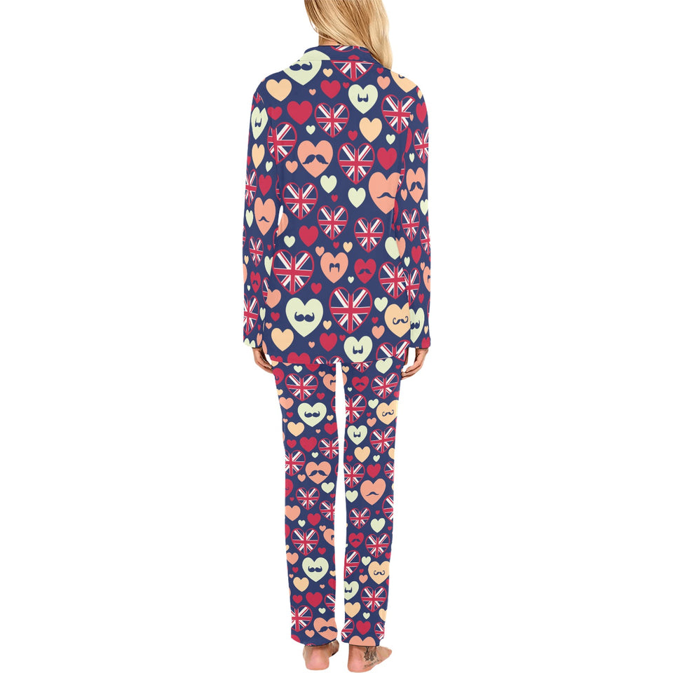 British Pattern Print Design 02 Women's Long Pajama Set