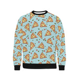 Hand drawn pizza blue background Men's Crew Neck Sweatshirt