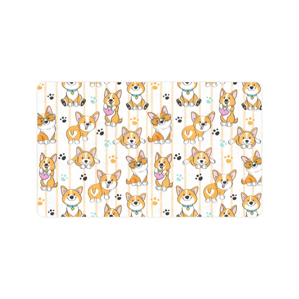 Cute dog corgi striped background pattern Doormat