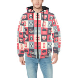 British Pattern Print Design 05 Men's Padded Hooded Jacket
