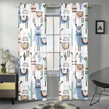 lama Alpaca cactus hand drawn pattern Gauze Curtain