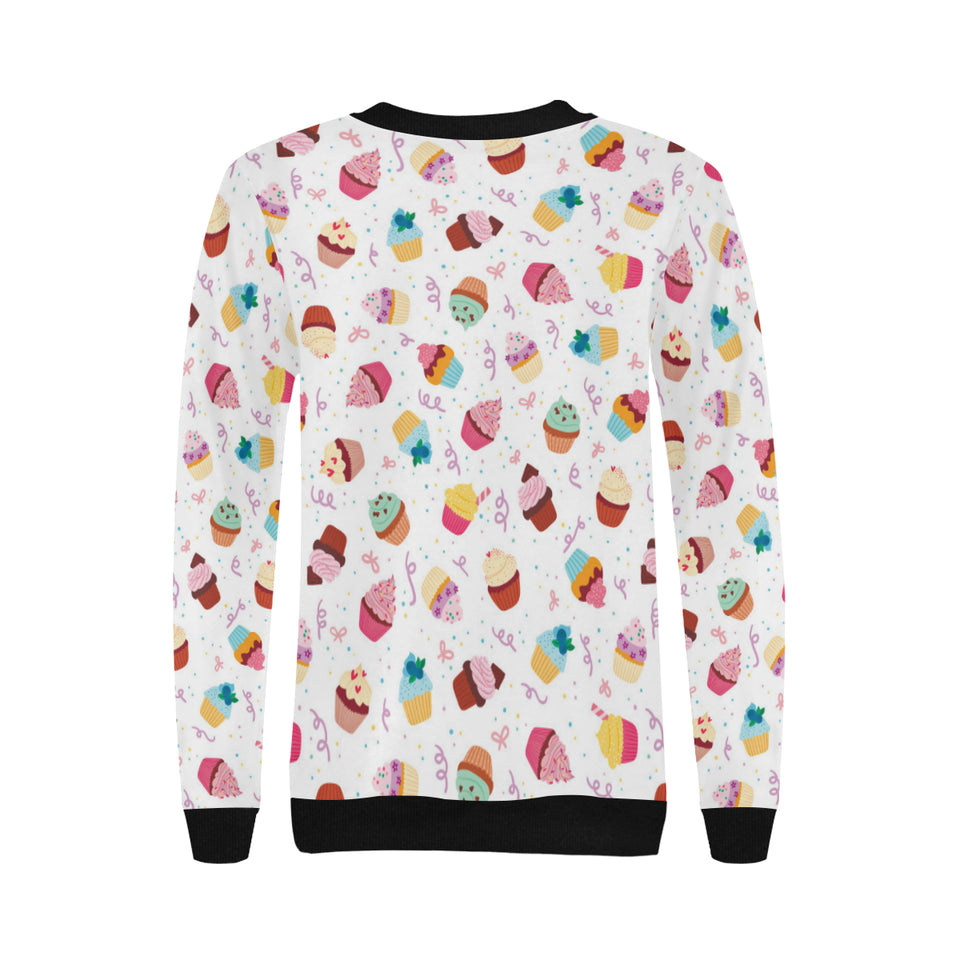 Cake cupcake design pattern Women's Crew Neck Sweatshirt
