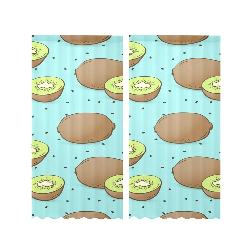 Kiwi blue background Gauze Curtain