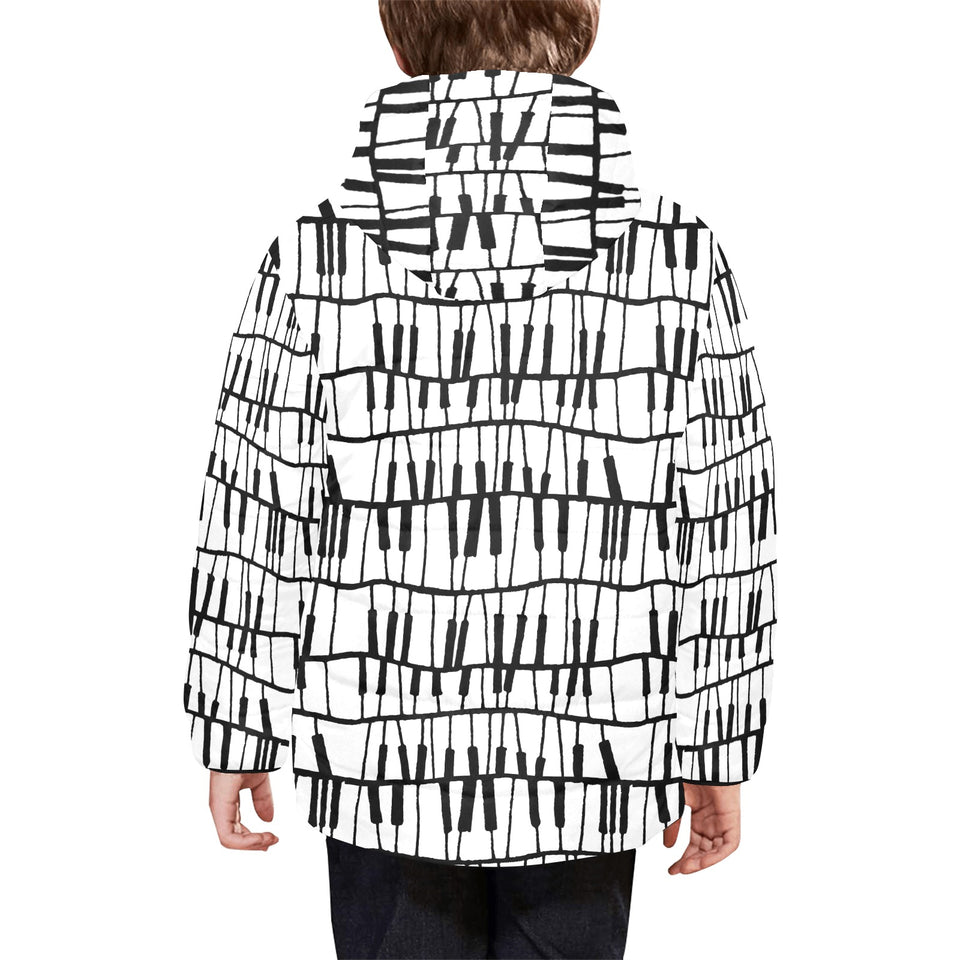 Piano Pattern Print Design 03 Kids' Boys' Girls' Padded Hooded Jacket