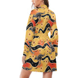 Kangaroo Australian aboriginal art pattern Women's Long Sleeve Belted Night Robe