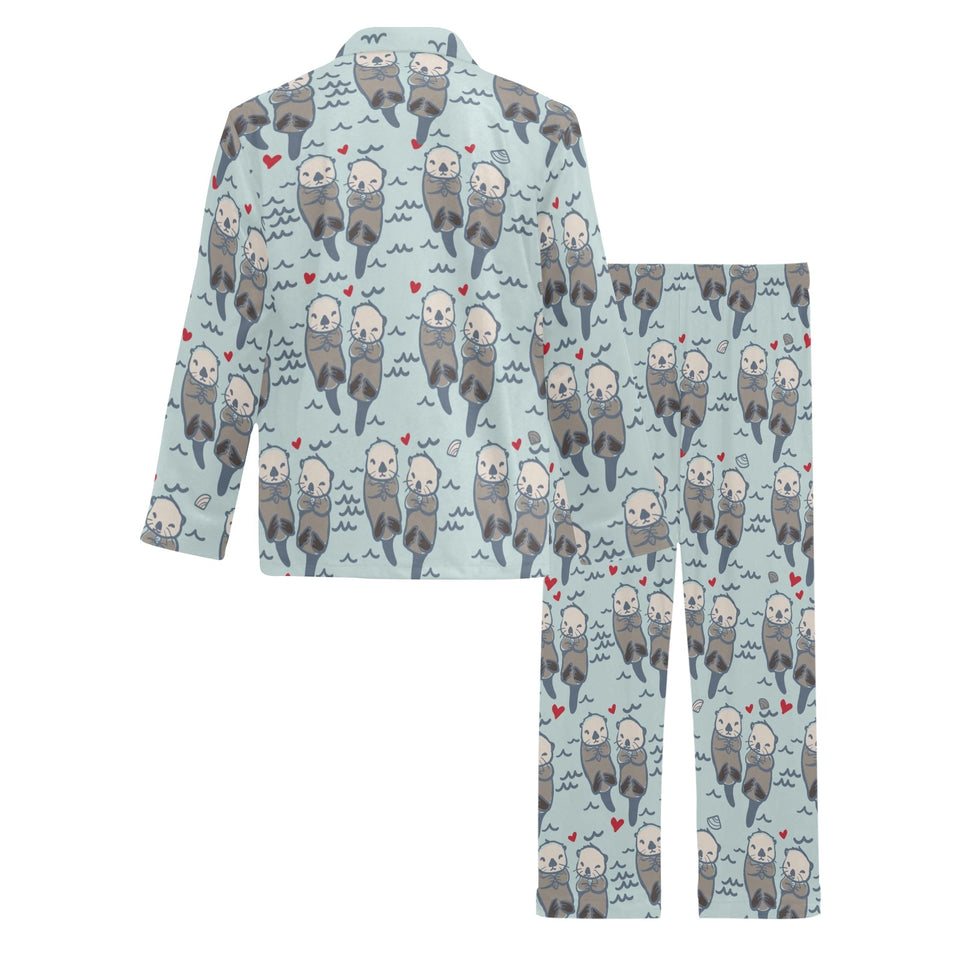 Lovely Sea Otter Pattern Men's Long Pajama Set