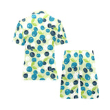 blueberry flower pattern Men's V-Neck Short Pajama Set